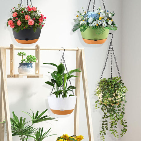 Hanging Planter for Plants Indoor, 8 Inch 4 Pack White/Black/Green/Beige