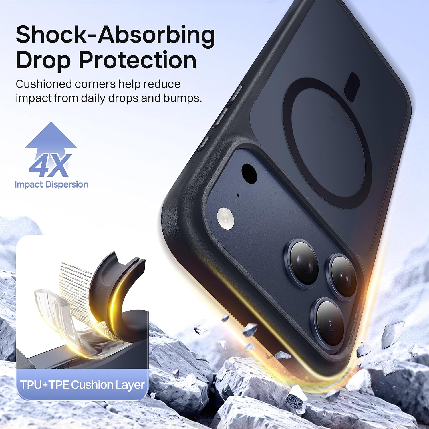 Stronger Magnetic & Translucent for iPhone 17 Pro Case Black