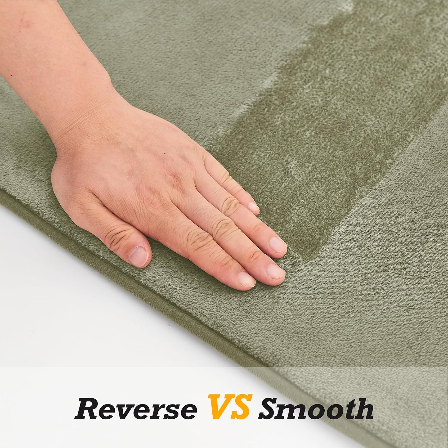 HUXMEYSON Bathroom Rugs Sets 3 Piece, Non-Slip & Quick Dry Bath Mat Set, Ultra Soft Velvet Bath Rugs for Bathroom, Toilet and Shower Floor, Olive Green