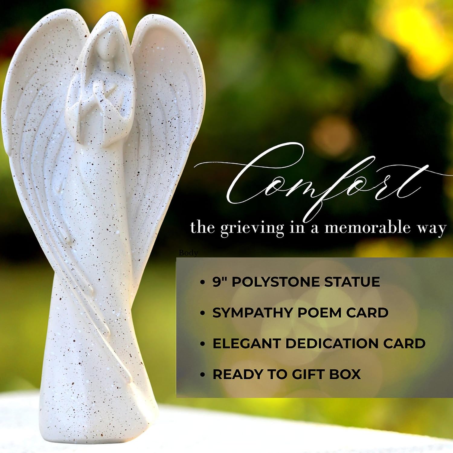 Angel Statue Sympathy Gift, Memorial Figurine for Healing and Comfort, Bereavement Remembrance Keepsake to Honor and Celebrate the Life of a Loved One, Condolence Gift for Family, Friends, Coworkers