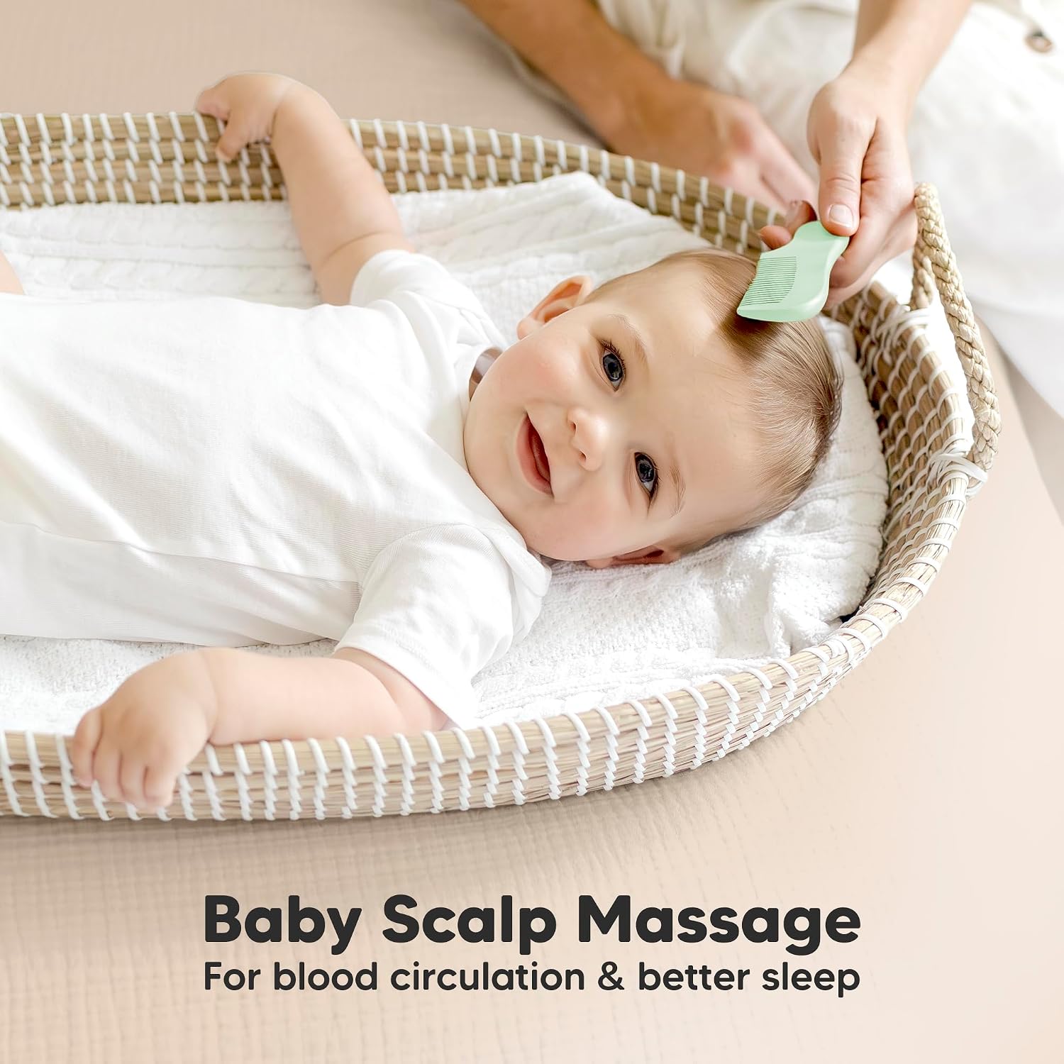 Wooden Baby Hair Brush Set for Newborns, Toddler Comb (Sage, Regular)
