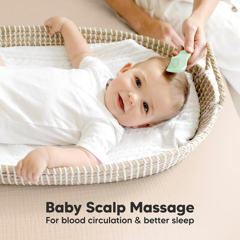 Wooden Baby Hair Brush Set for Newborns, Toddler Comb (Sage, Regular)