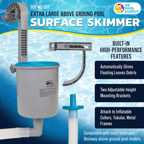 U.S. Pool Supply Above Ground Pool Skimmer, Wall Mount Surface Skimmer