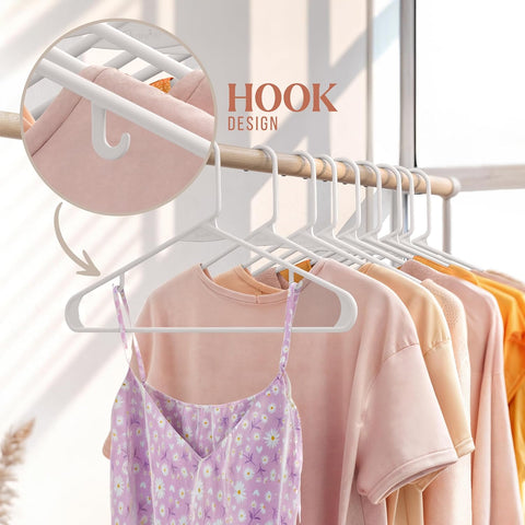 Plastic Hangers 20 Pack White - Clothes Hangers - Makes The Perfect Coat Hanger and General Space Saving Hangers for Closet and New Apartment Essentials - Percheros Ganchos para Colgar Ropa Hangars
