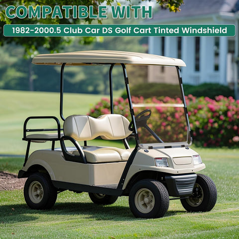 ECOTRIC Tinted Windshield Compatible with 1982-2000 5 Club Car DS Golf Cart