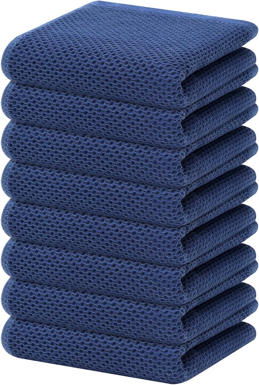 Homaxy 100% Cotton Waffle Weave Kitchen Dish Towels 8-Pack, Navy Blue