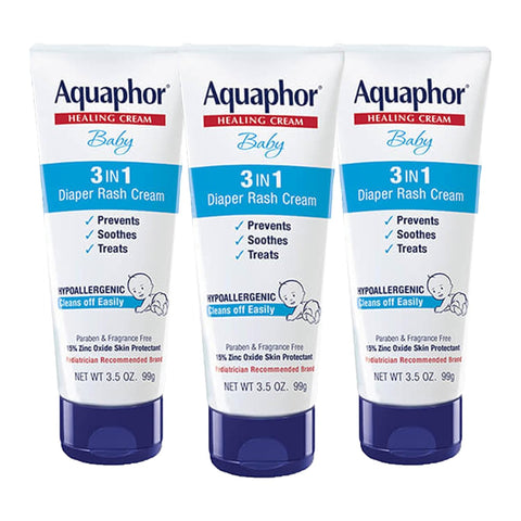 Aquaphor Baby Diaper Rash Cream with Zinc Oxide, Multipack, 3 x 3.5 OZ