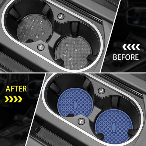ME.FAN Car Cup Coasters [4 Pack] Silicone Car Coasters/Cup Mats, Non-Slip Recessed Car Interior Accessories Navy Blue