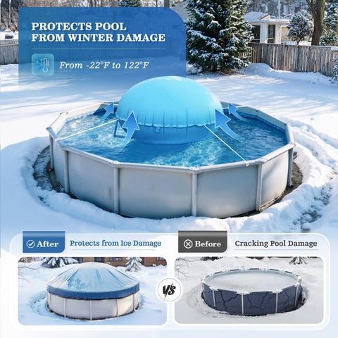 UIRWAY Upgrade Pool Pillows for Above Ground Pools, 10ft Dia. Air Pillow for Winterizing Winter Pool Pillows Cover Closing Kit, Durable 0.6mm PVC, Swimming Pool Ice Equalizer, Faster Inflate 2 Valves