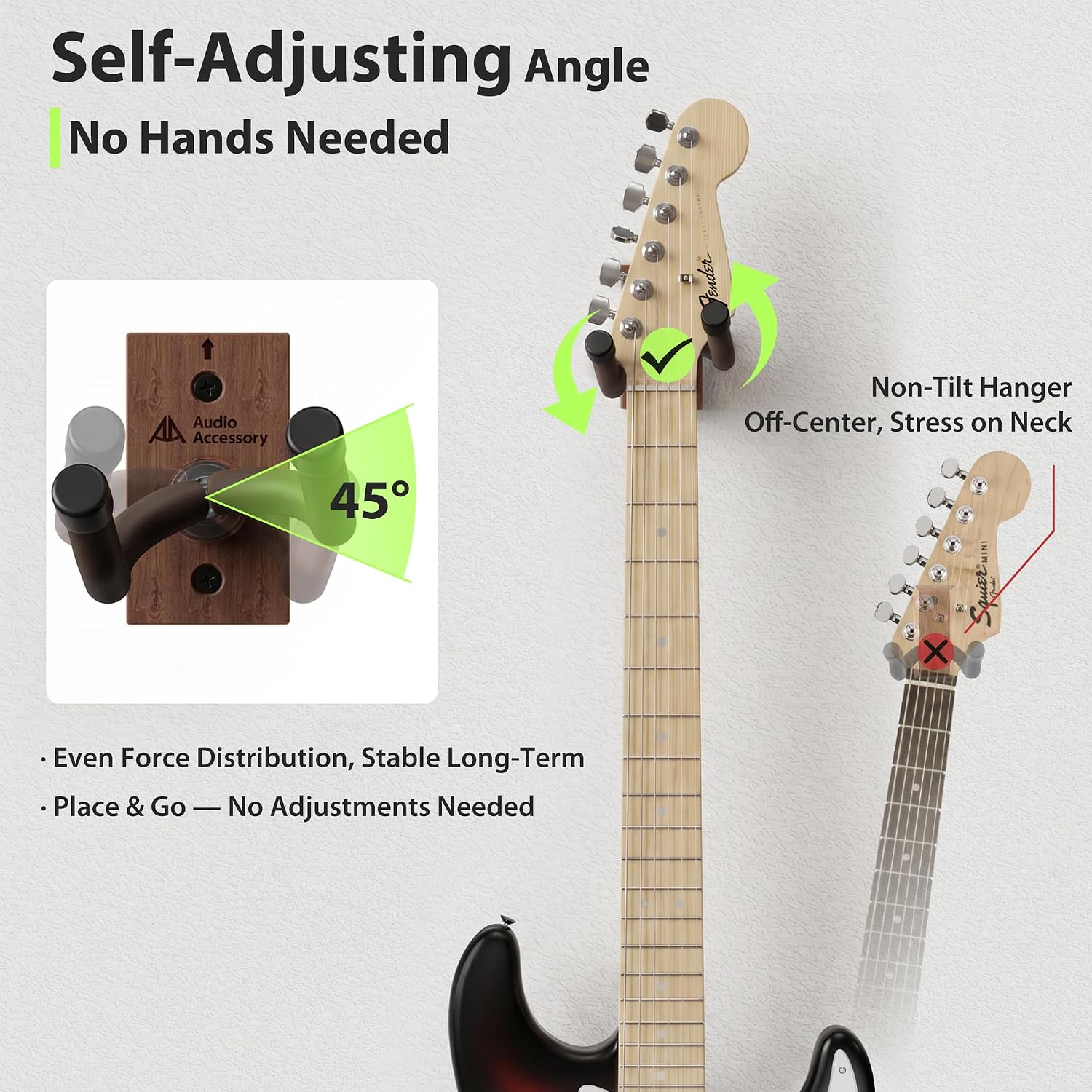 Guitar Wall Mount, Nitro-Safe Soft Padded Hook Guitar Hanger Wall Mount