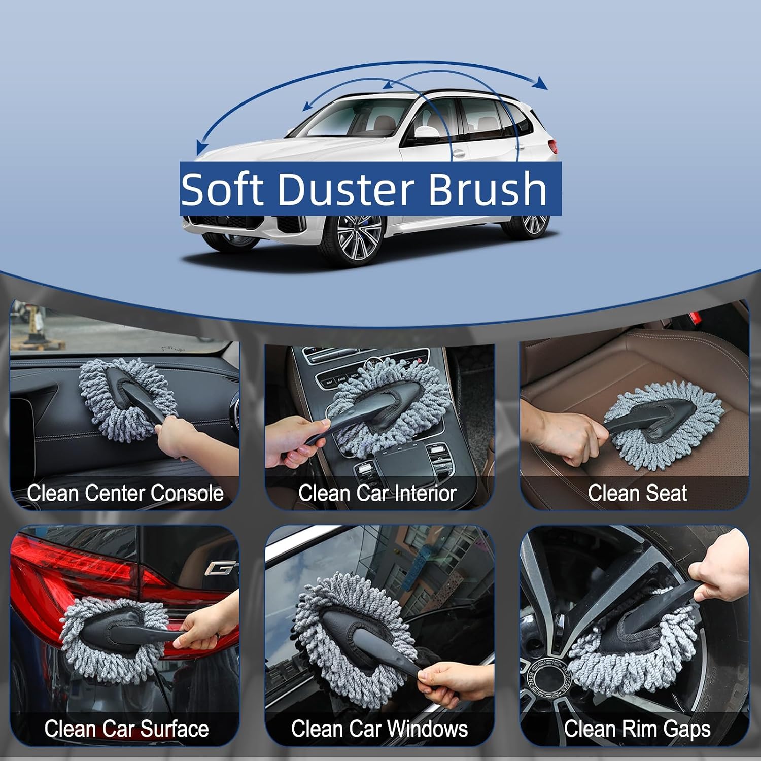 Fitosy Car Interior Duster Detail Brush Cleaning Gel Kit, Dust Remover