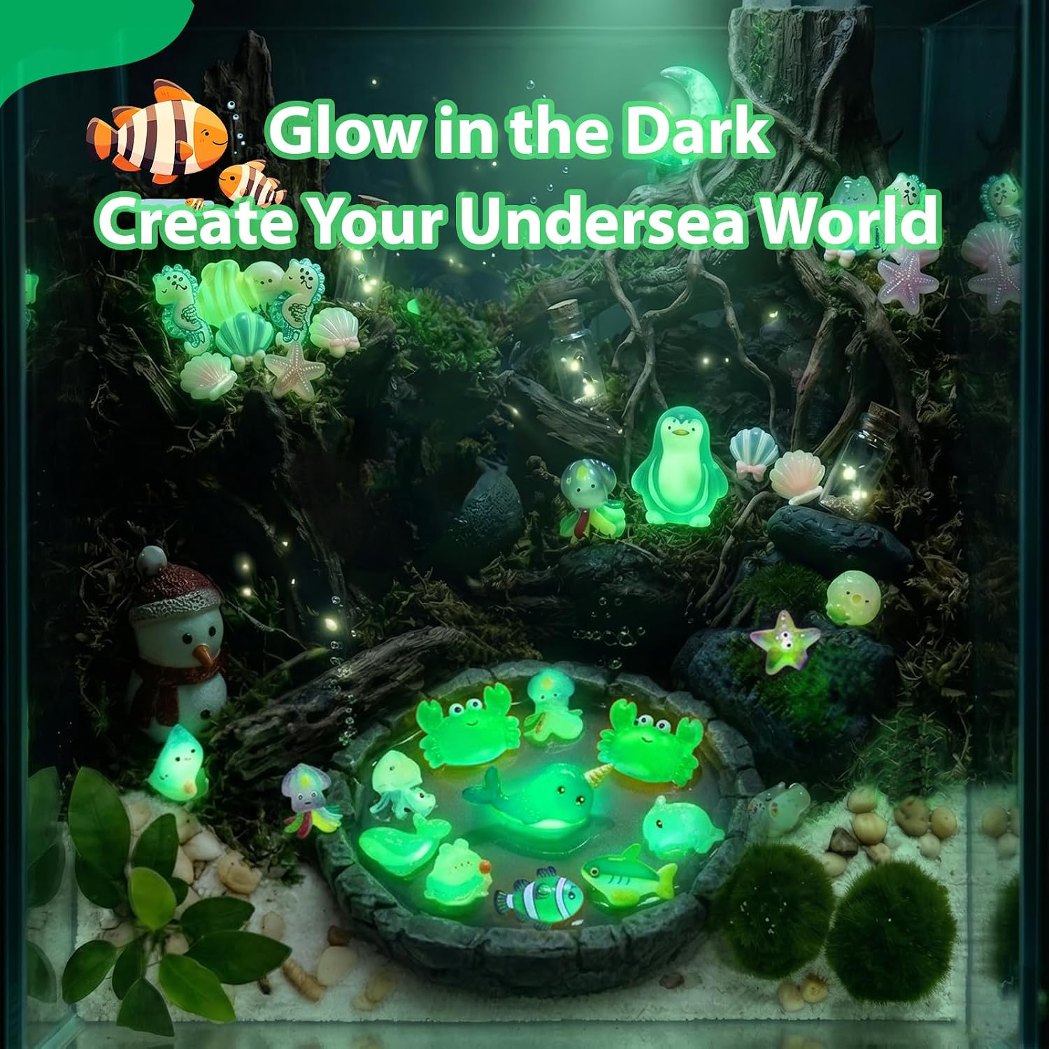 60 PCS Glow in the Dark Mini Resin Sea Animal Mystery Bags