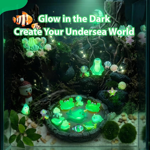 60 PCS Glow in the Dark Mini Resin Sea Animal Mystery Bags