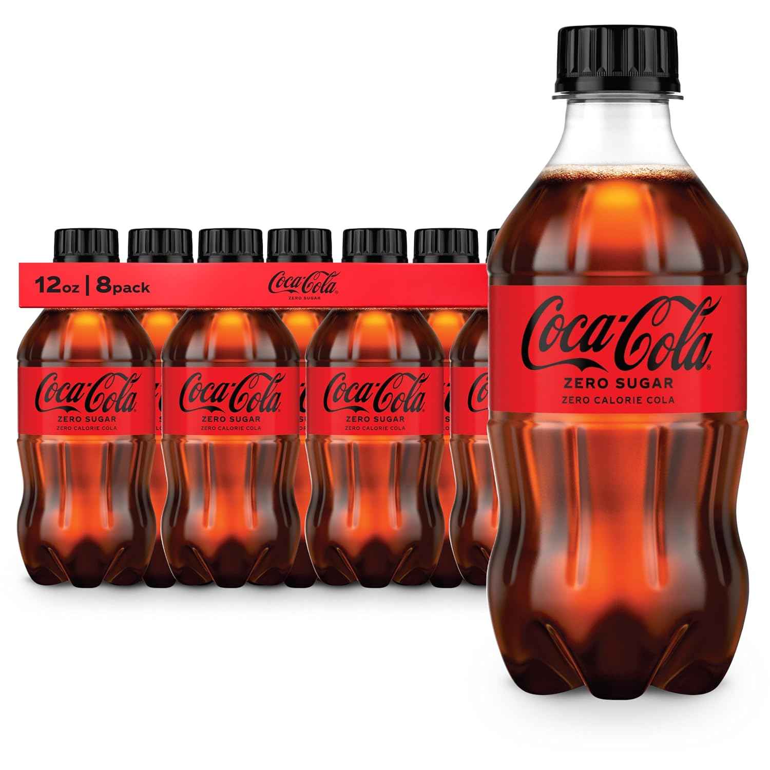 Coca-Cola Zero Sugar Soda Soft Drink Bottles, 12 fl oz, 8 Pack