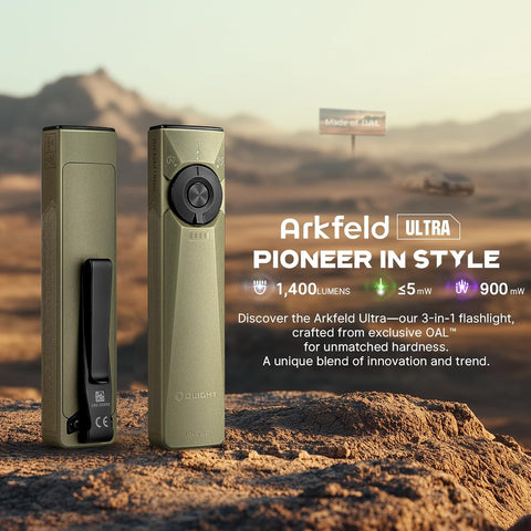 OLIGHT Arkfeld Ultra EDC Flat Flashlight Rechargeable, OAL, Olive-Green CW