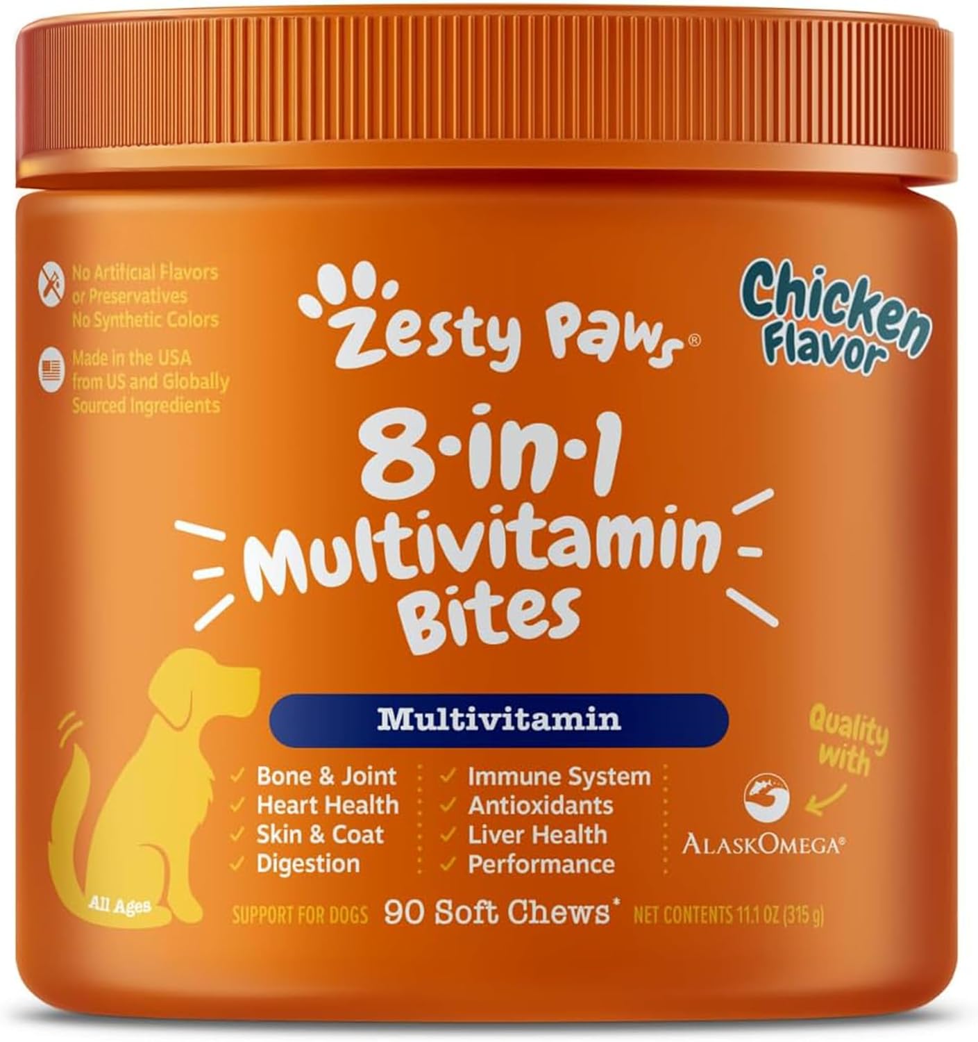 Zesty Paws Dog Vitamins - Dog Multivitamin Chews, Chicken, 90 Ct
