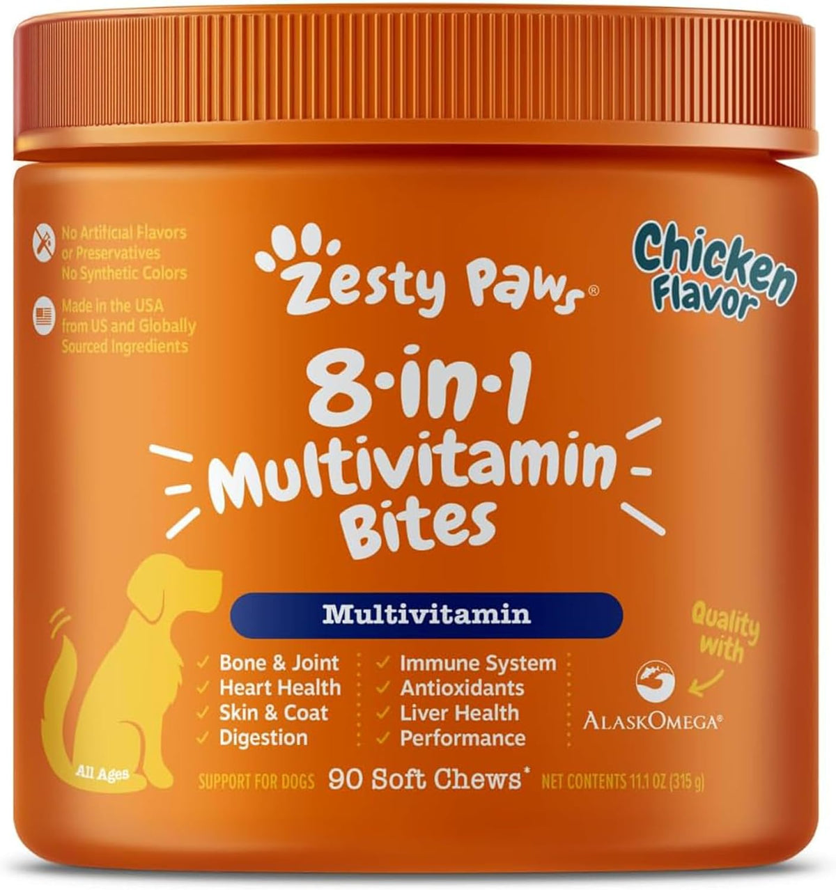 Zesty Paws Dog Vitamins - Dog Multivitamin Chews, Chicken, 90 Ct