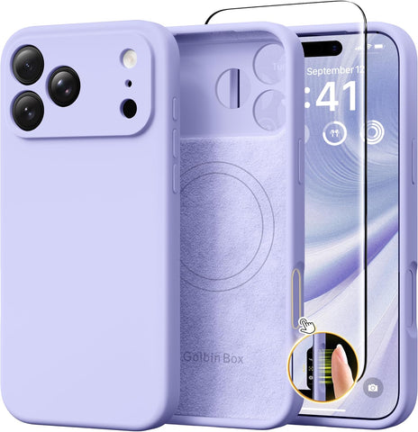 GolbinBox Magnetic for iPhone 17 Pro Max Case, Silicone Cover, Lilac