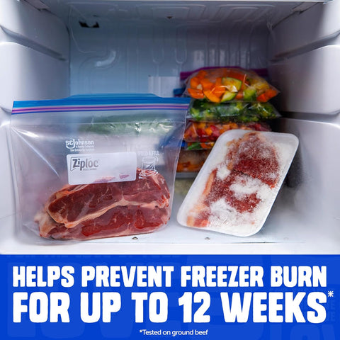Ziploc Gallon Food Storage Freezer Bags, Stand-Up Bottom, Easy to Fill, 16 Count