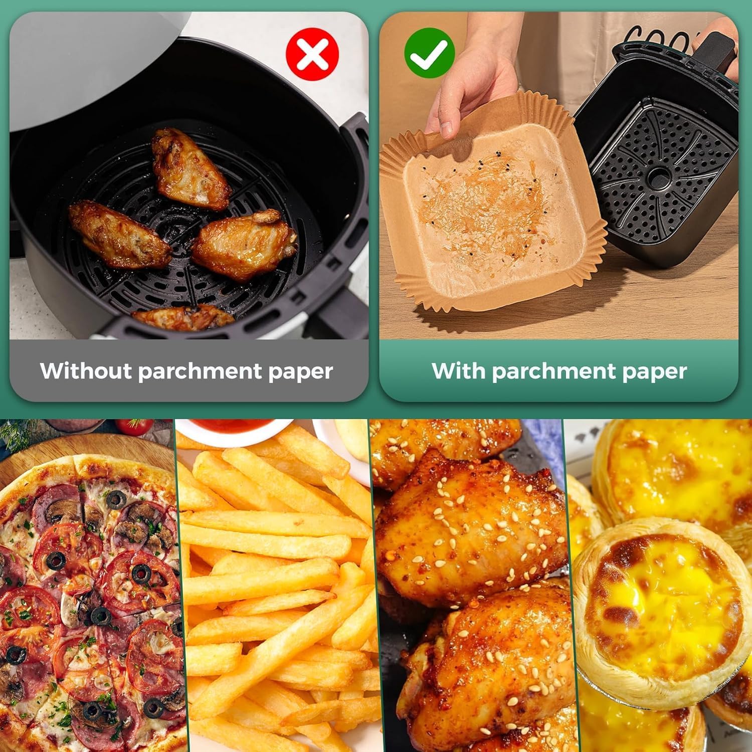 1000Pcs 8" Square Air Fryer Liners Disposable for 5-8 qt, Airfryer Paper