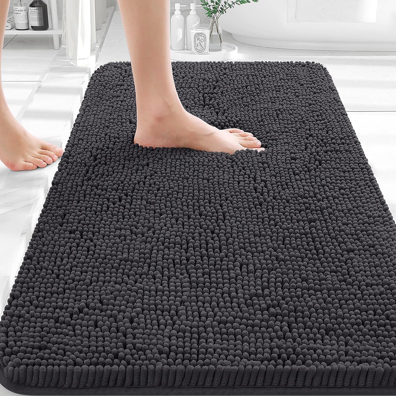 OLANLY Small Bathroom Rugs 30x18, Extra Soft Absorbent Chenille Bath Rugs