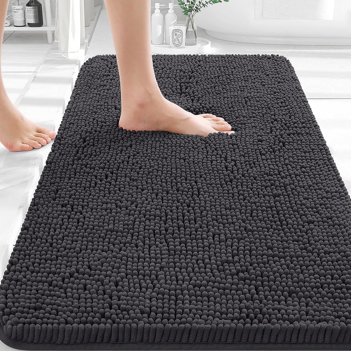 OLANLY Small Bathroom Rugs 30x18, Extra Soft Absorbent Chenille Bath Rugs