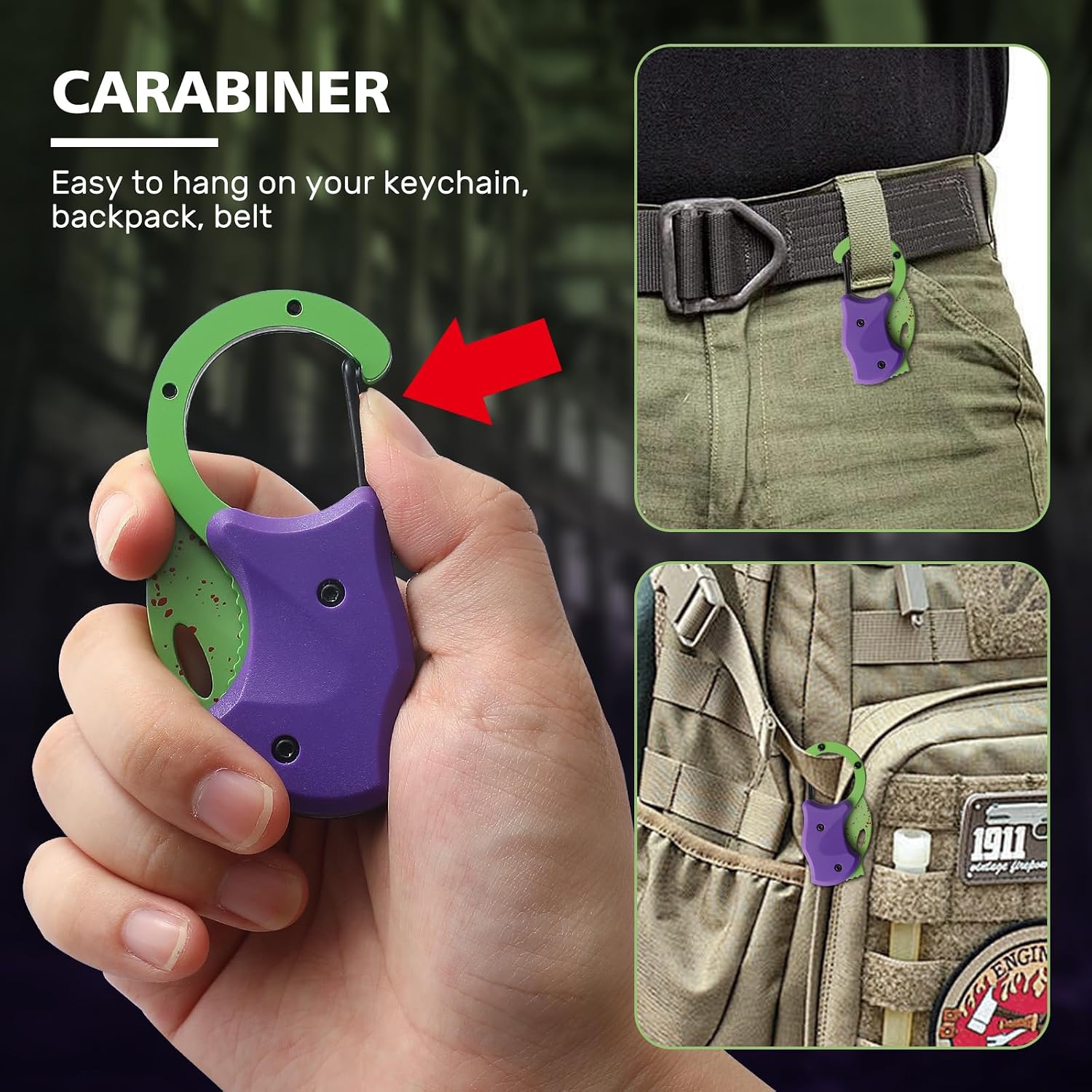 Small Pocket Knife Gift for Men,1.34''Blade Keychain Knife,Cool Folding Knife Box Cutter，Mini EDC Knives for Everyday Carry,Small Gift for Women Men （Purple & Green）