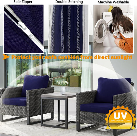 Sqodok Outdoor Cushion Covers 25x27 inch, 2Pack Patio Chair Cushion Covers