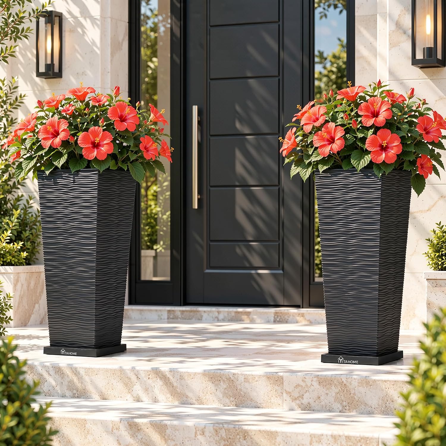 YITAHOME 2pcs Tall Planters 32" with Detachable Inner Pot, Outdoor Planter