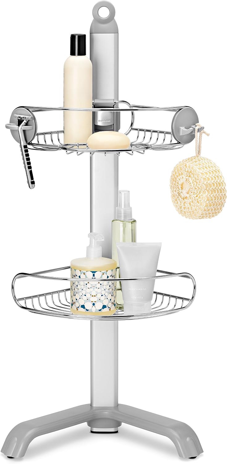 simplehuman Corner Shower Caddy, Stainless Steel and Anodized Aluminum