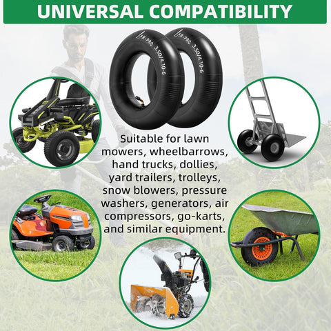 AR-PRO 3.50/4.10-6 (13 x 4.00-6) Replacement Inner Tubes for 6-Inch Rim Tires with TR-87 Bent Valve, Heavy-Duty Inner Tubes for Lawn Mowers, Wheelbarrows, Hand Trucks, Dollies – 2 Pack
