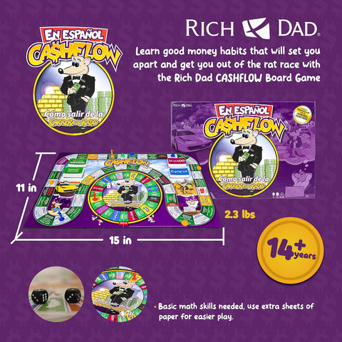 Rich Dad Cashflow Spanish Financial Education Board Game, Up to 6 Players