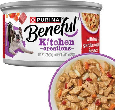 Beneful Purina Kitchen Creations with Beef and Garden Veggies in Sauce Wet Dog Food 3 oz. Cans