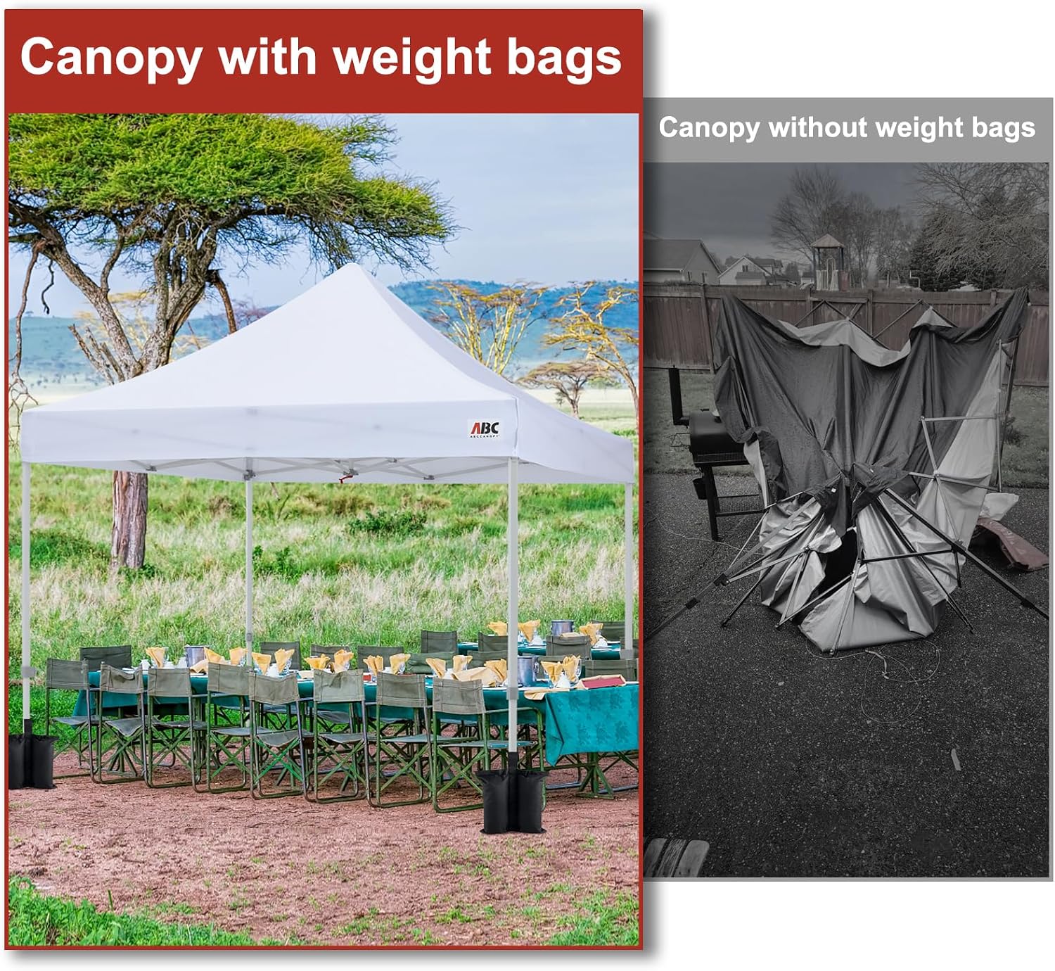 ABCCANOPY Canopy Weights 120 LBS Tent Sand Bags,4-Pack Black(No Sand)