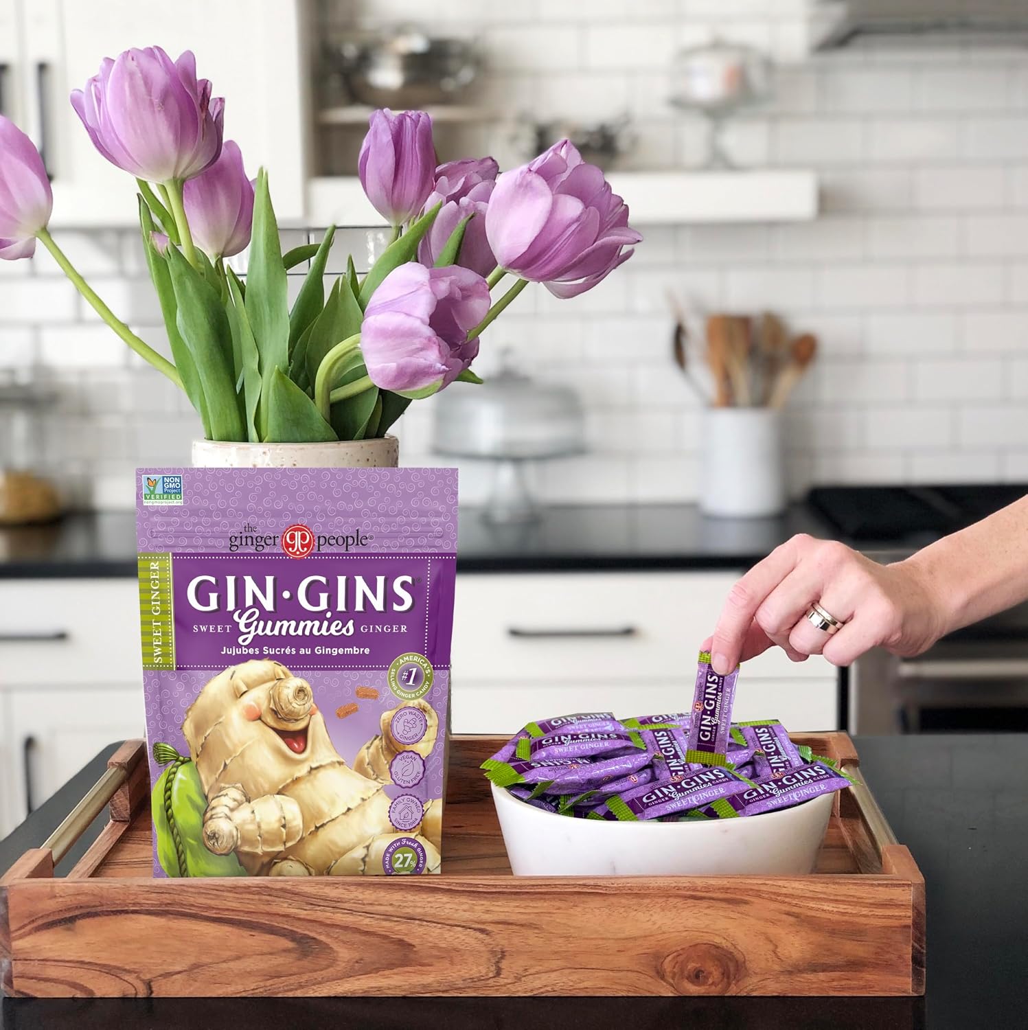 GIN GINS Sweet Ginger Gummies Made w/Fresh Ginger 3oz Bag 1Pk