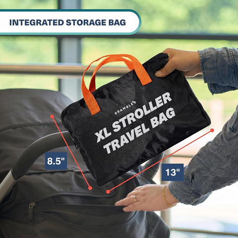 Bramble XL Double Stroller Travel Bag for Airplane 40 x 26 x 16 Inch Black