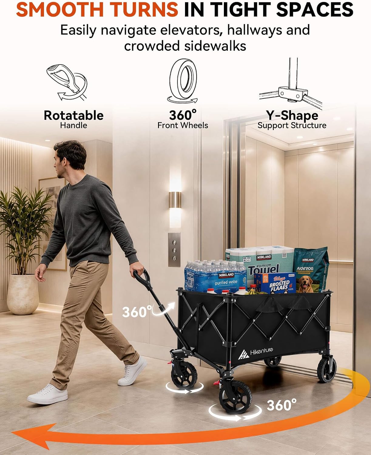 Hikenture Wagons Carts Foldable 330LBS, Heavy Duty Collapsible Wagon