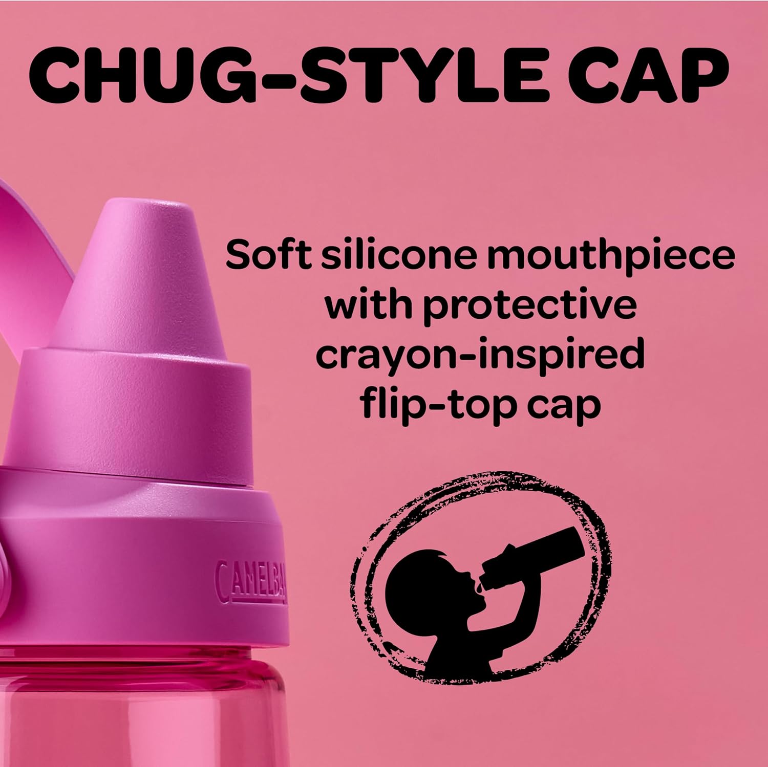 CamelBak Crayola Chug Stainless Steel Water Bottle 16oz, Carnation Pink