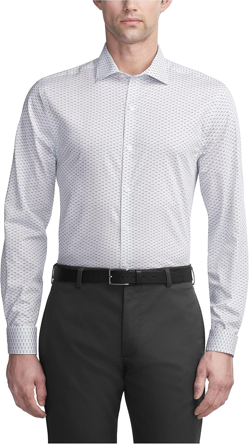 Van Heusen Men's Dress Shirt Slim Fit Ultra Wrinkle Free Flex Collar Stretch