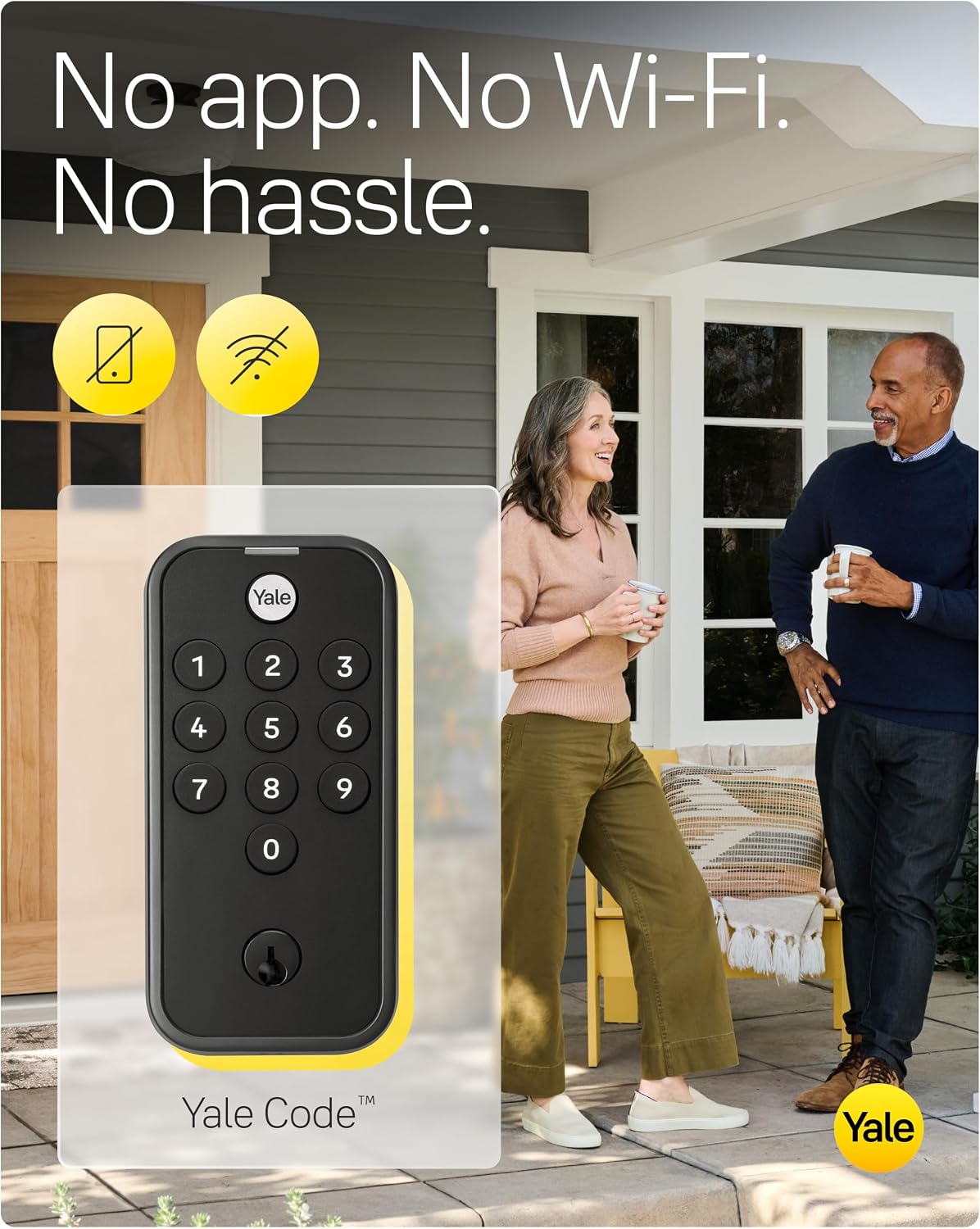 Yale Code Keypad Deadbolt for Keyless Front Door Entry, Black Suede