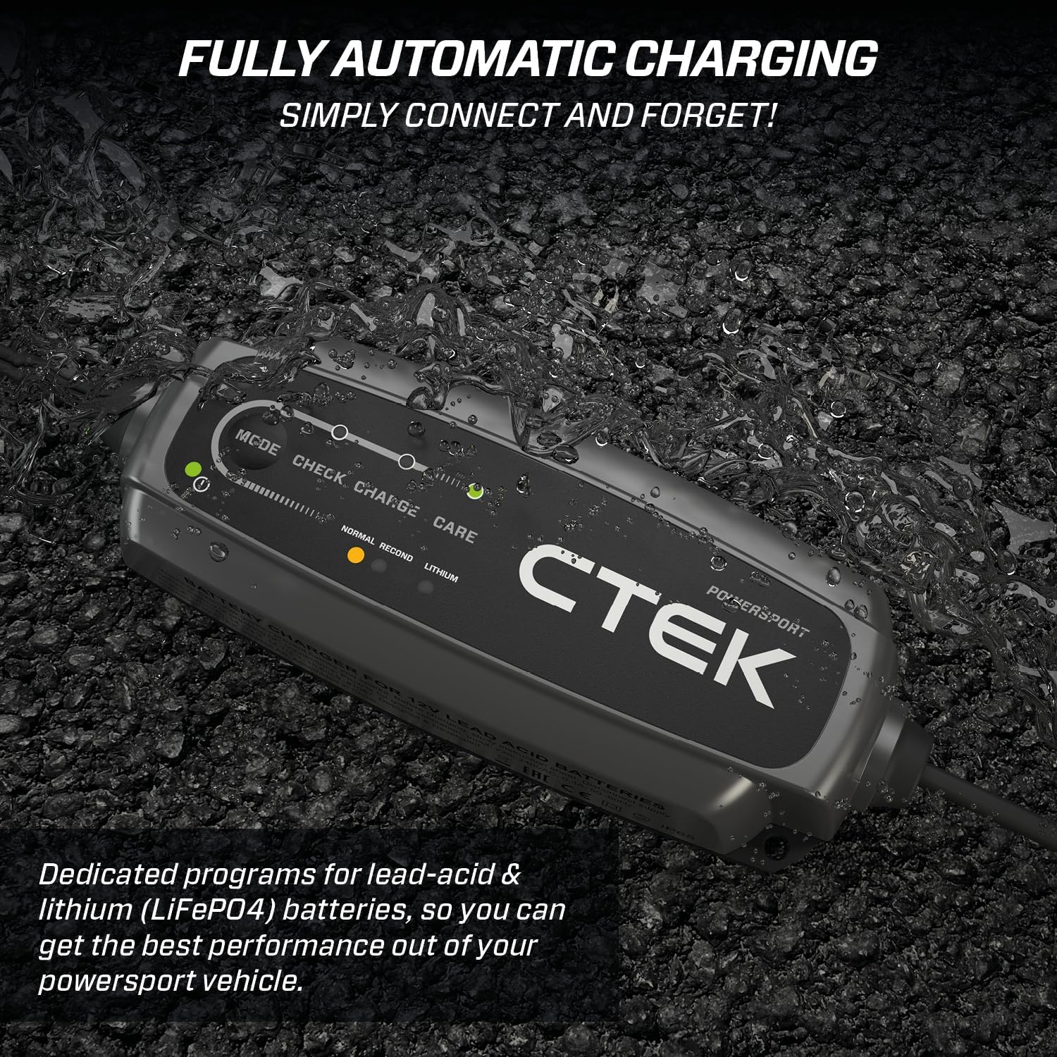 CTEK CT5, 12V Automotive Battery Charger for Auto, Motorcycle, ATV, Snowmobile - Battery Trickle Charger and Battery Maintainer - Charges Lead-Acid and Lithium Ion (12V LiFePO4) Batteries