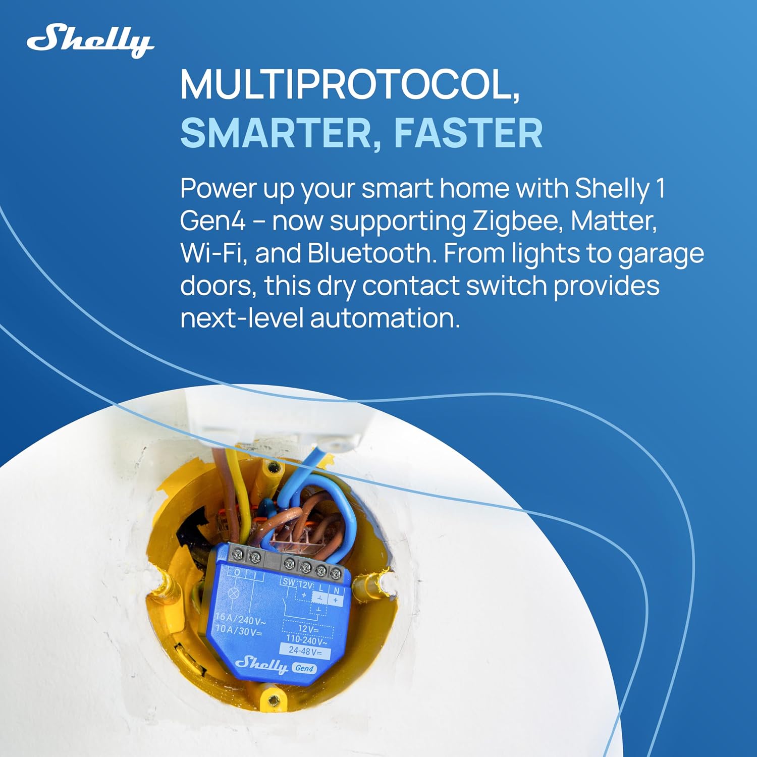 Shelly 1 Gen4, Smart Wi-Fi & Matter Relay Switch with Dry Contacts, 4 Pack