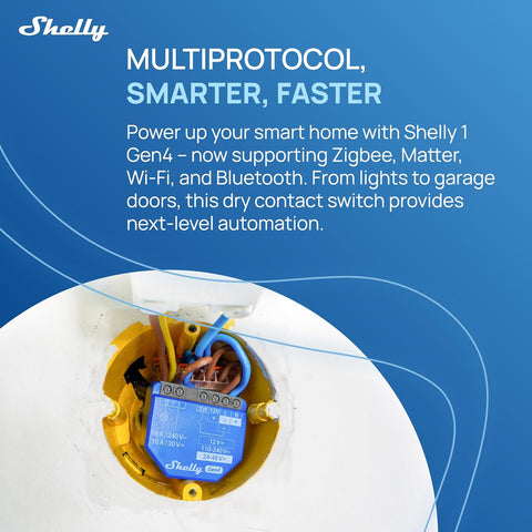 Shelly 1 Gen4, Smart Wi-Fi & Matter Relay Switch with Dry Contacts, 4 Pack