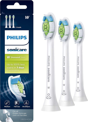 Philips Sonicare W DiamondClean Brush Heads, 3-Pack, 9 Month Supply, White