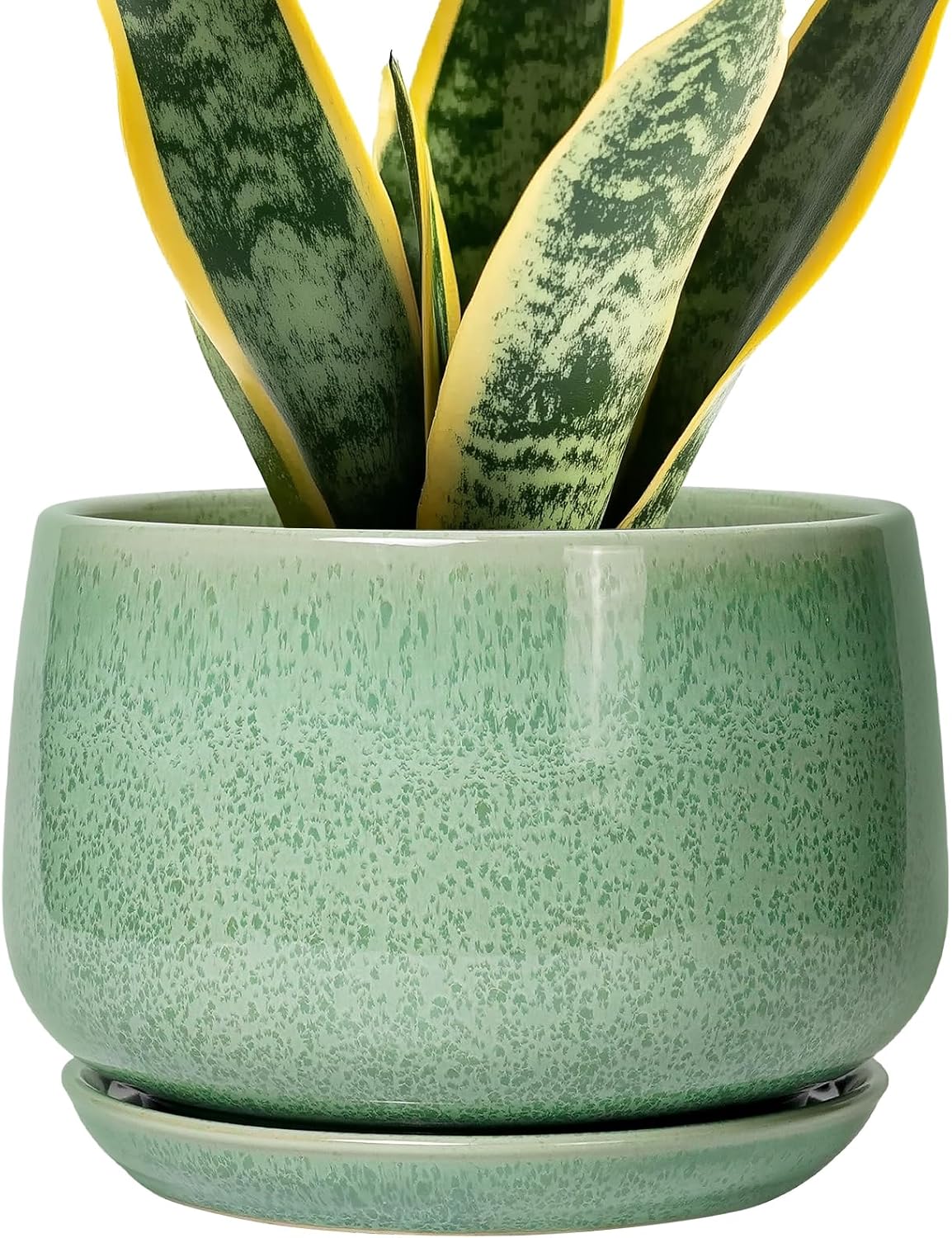 G EPGardening Ceramic Plant Pot - 7 Inch Ceramic Planter, Green