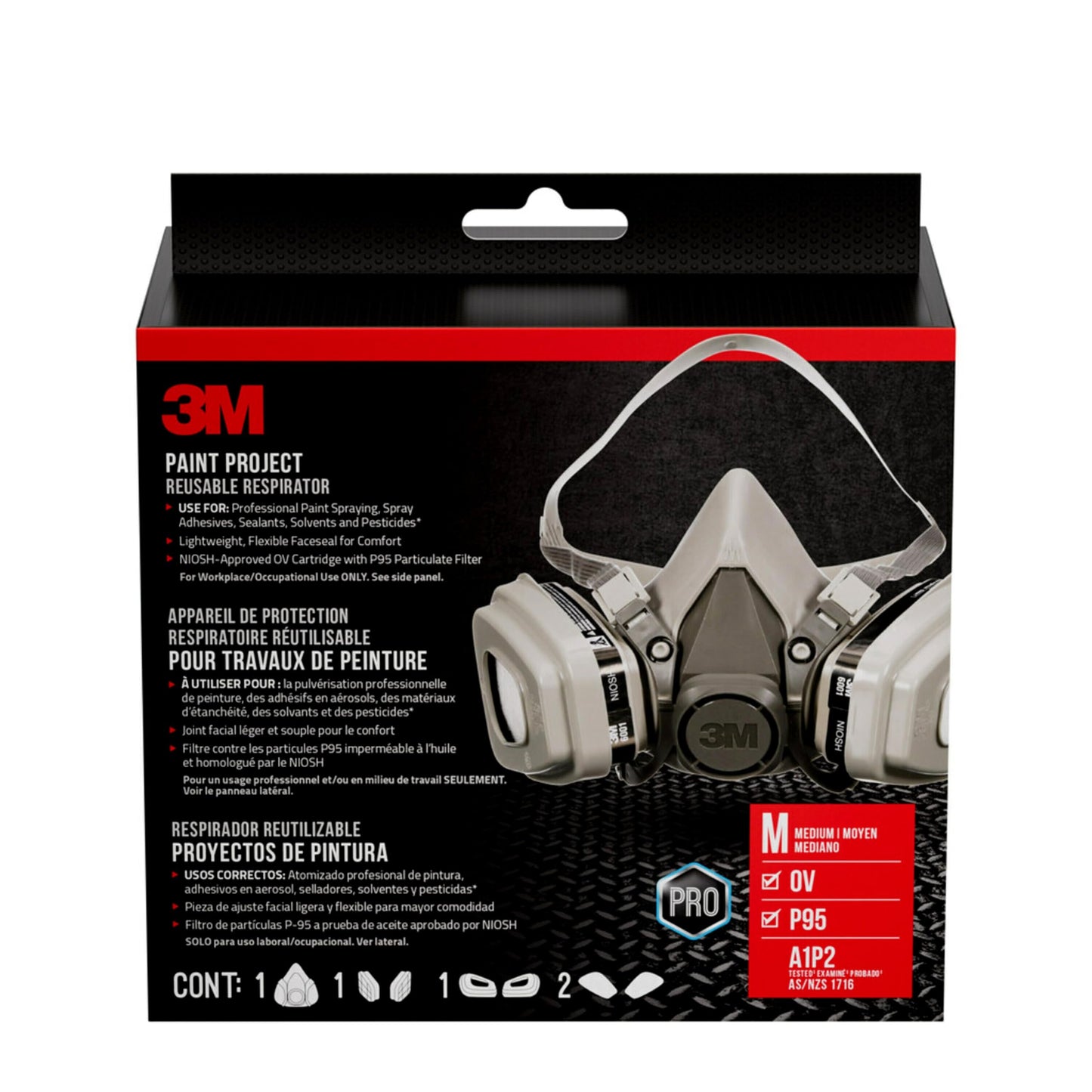 3M Performance Paint Project Respirator OV/P95, Designed For Professionals, Reusable Respirator, Medium, 1-Pack