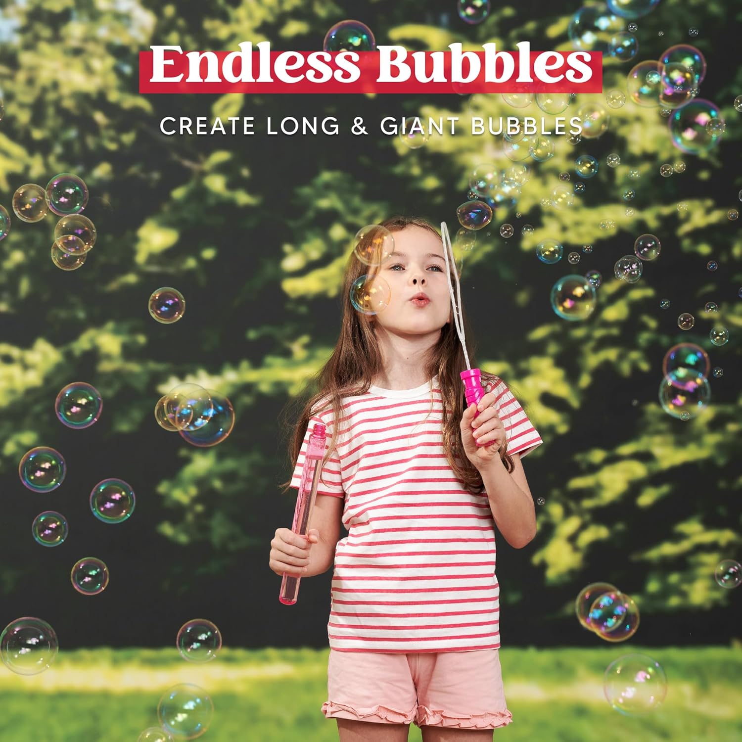 JOYIN 14.6’’ Big Bubble Wands for Kids, 6 PCS Bubble Wand with Refill Solution for Summer Toy Party Favor, Outdoors Toy Activity, Easter Basket Stuffers, Birthday Gift
