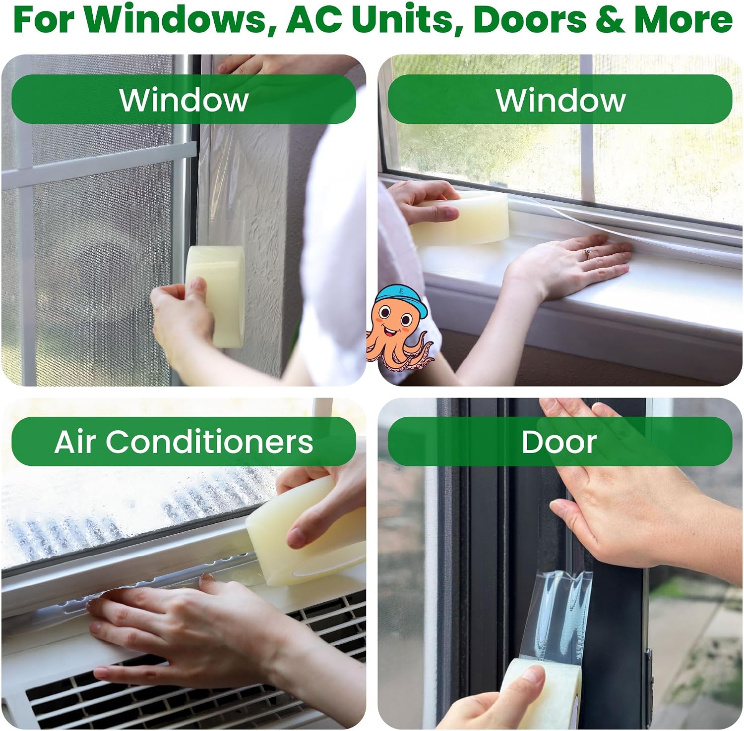 ECOHomes Window Weather Sealing Tape (2 Inch Wide x 90 Ft, White)