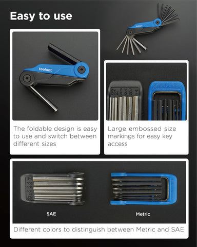 Kraftek toolant 14PCS Folding Allen Wrenches Sets, Metric Allen Key Set 2mm- 6mm, SAE Hex Key Set 5/64”- 1/4", CRV Steel EDC Tool for Bike Repair & Home,Compact Foldable Hex Key Set