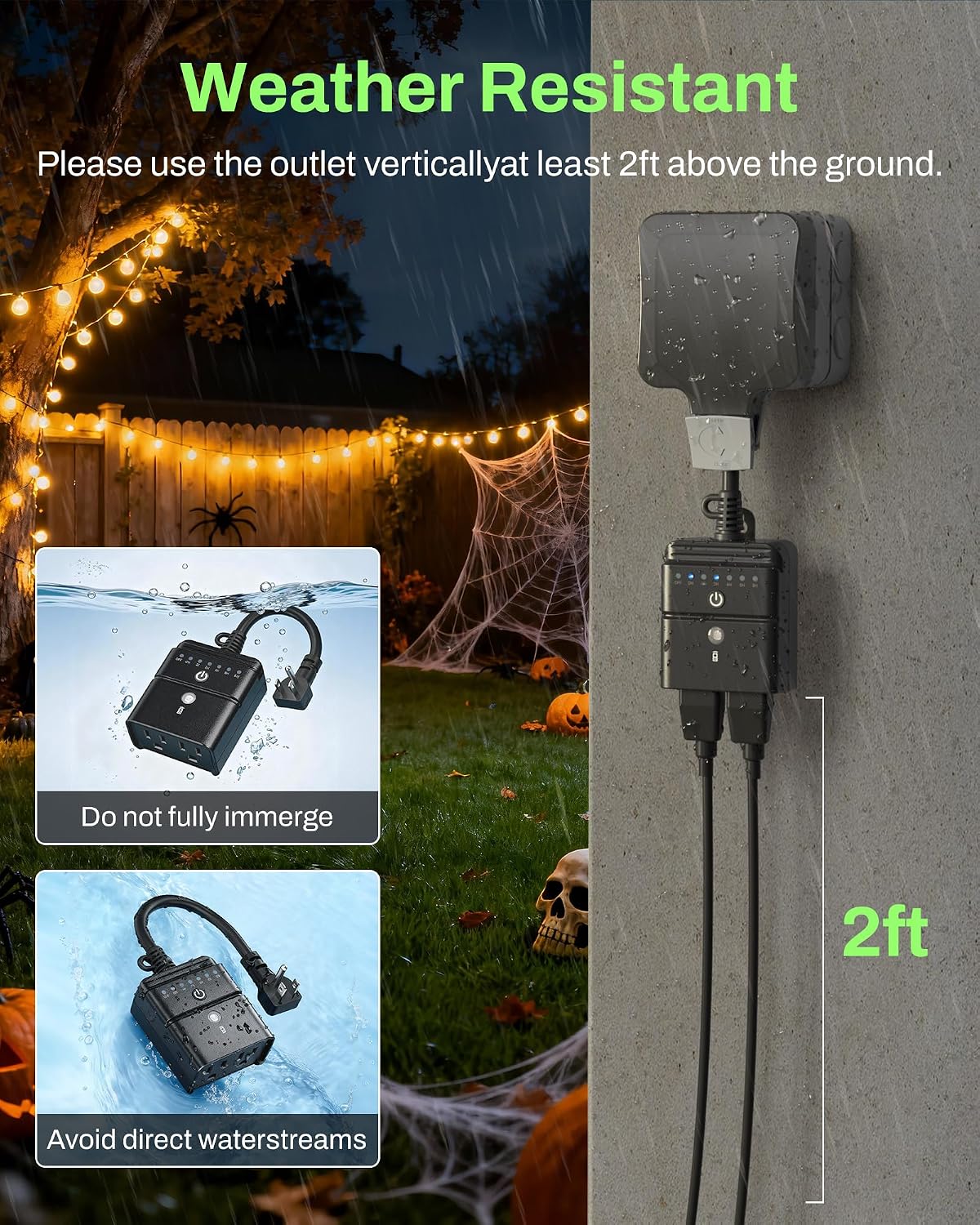 BN-LINK Outdoor Timer for Lights, 100FT Remote Control